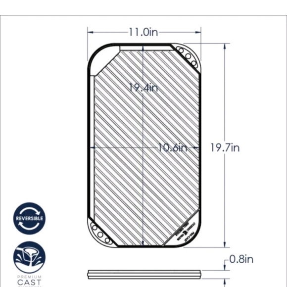 NORDIC WARE Cast Aluminum Reversible 2 Burner Grill Griddle New Gas Electric NEW - Picture 3 of 11